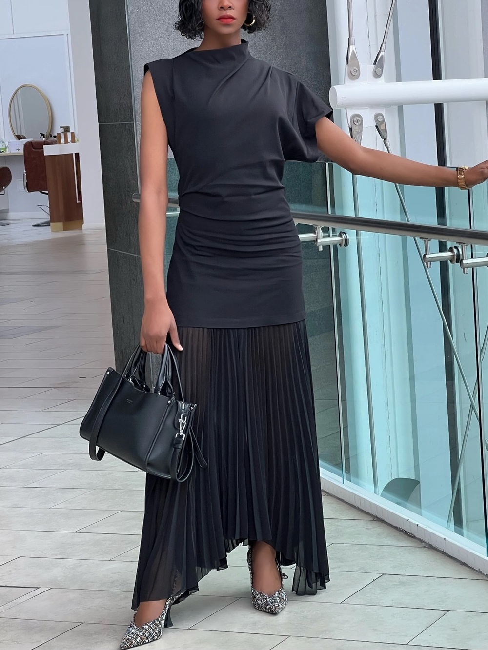 ZARA RUCHED PLEATED DRESS LIMITED EDITION